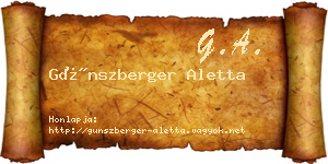 Günszberger Aletta névjegykártya